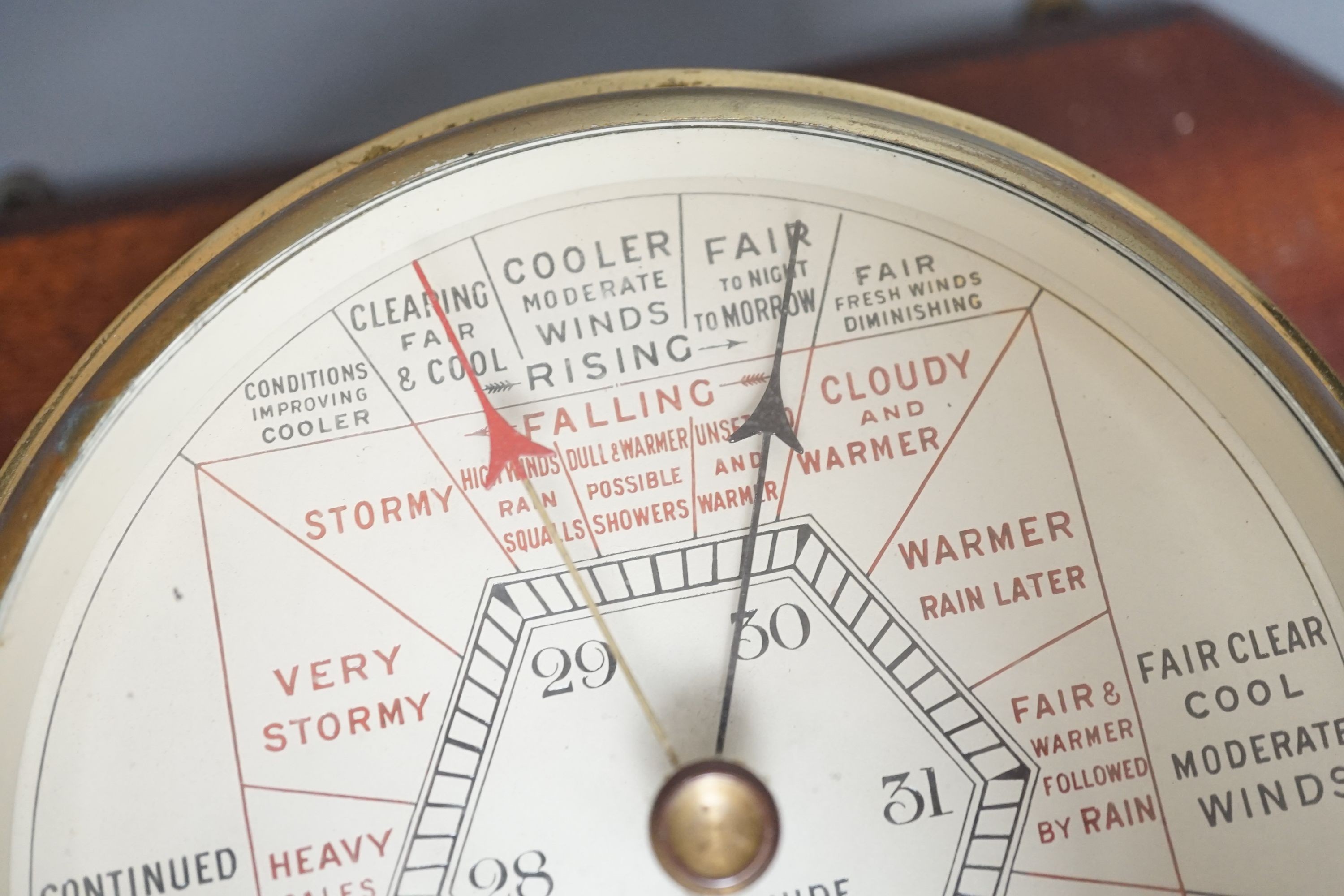 A Short & Mason bulkhead Stormoguide aneroid barometer, dial 15cm. diam.